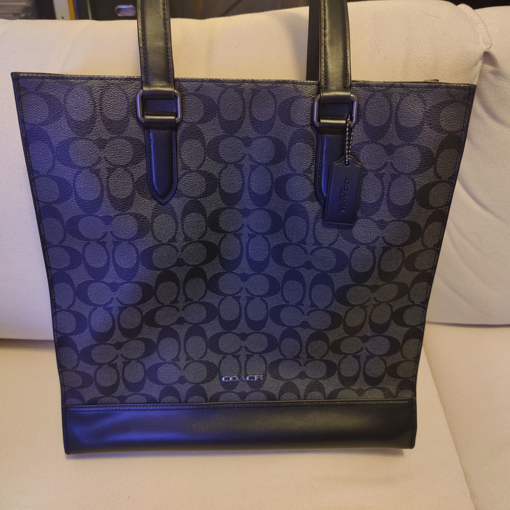 Coach Black and Gray Briefcase with Signature Monogram